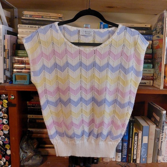 The Unbranded Brand Sweaters - Vintage pink, yellow, purple, and white sweater vest.